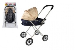 Kočárek pro panenky látka-kov 29x56x50cm